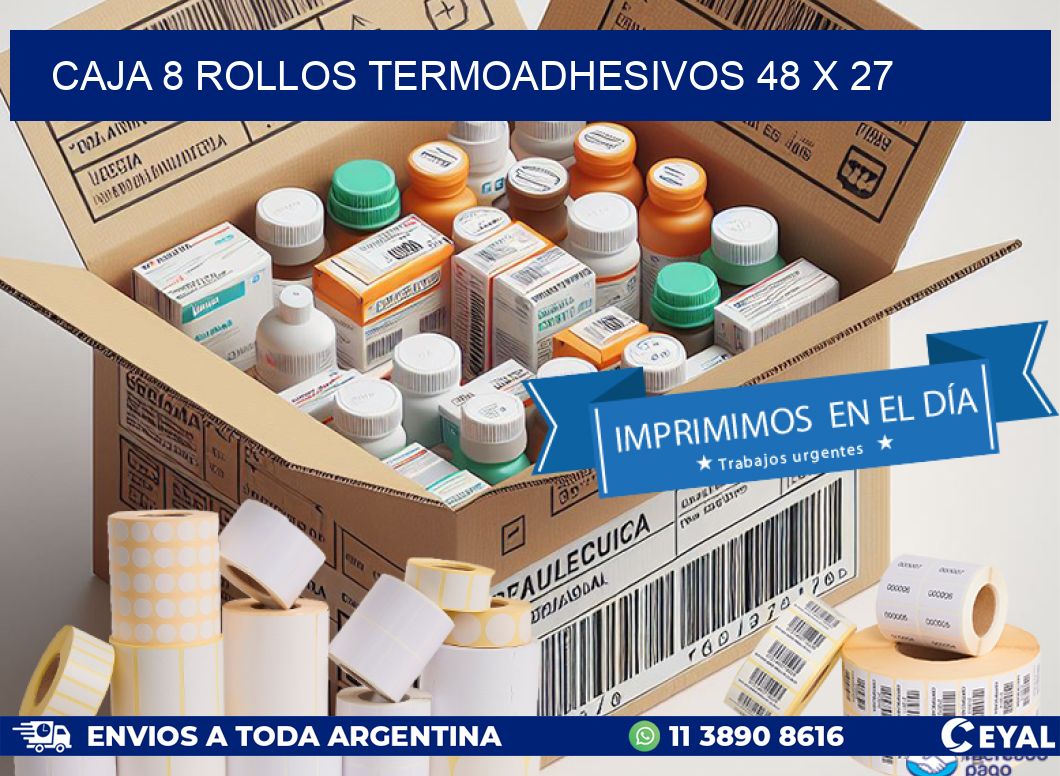 CAJA 8 ROLLOS TERMOADHESIVOS 48 x 27