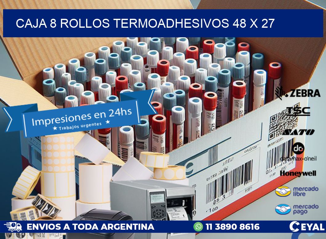 CAJA 8 ROLLOS TERMOADHESIVOS 48 x 27