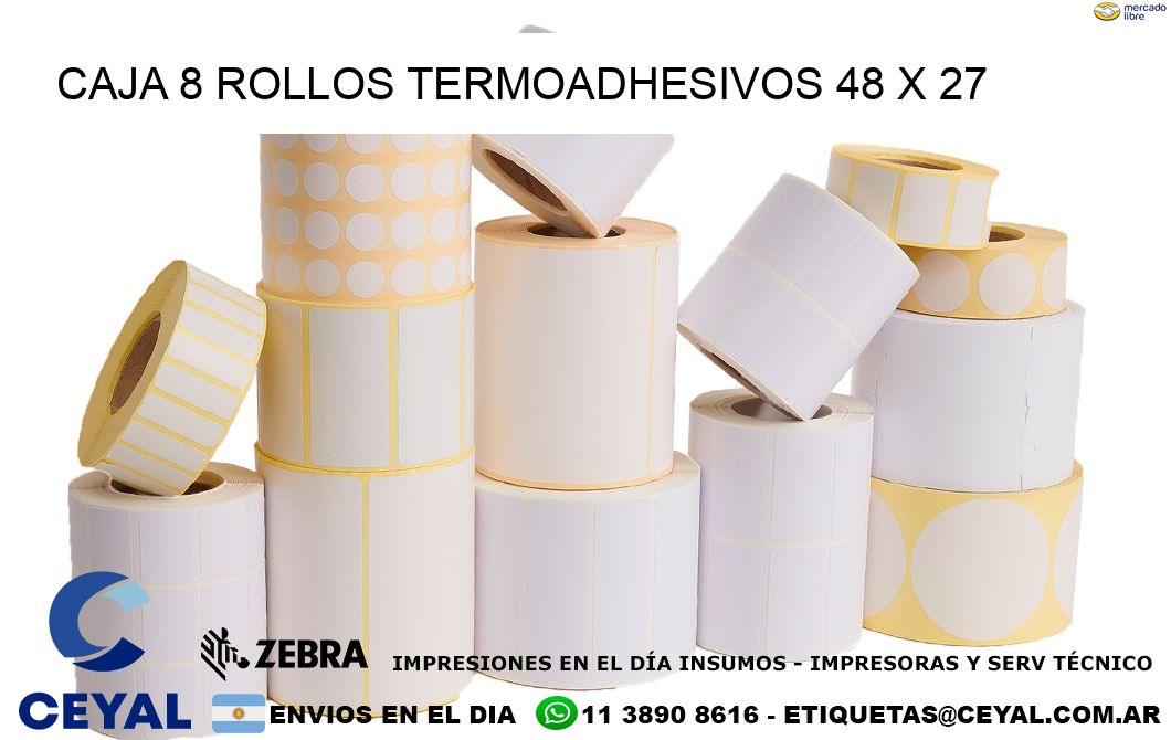 CAJA 8 ROLLOS TERMOADHESIVOS 48 x 27