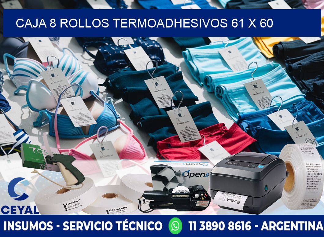 CAJA 8 ROLLOS TERMOADHESIVOS 61 x 60