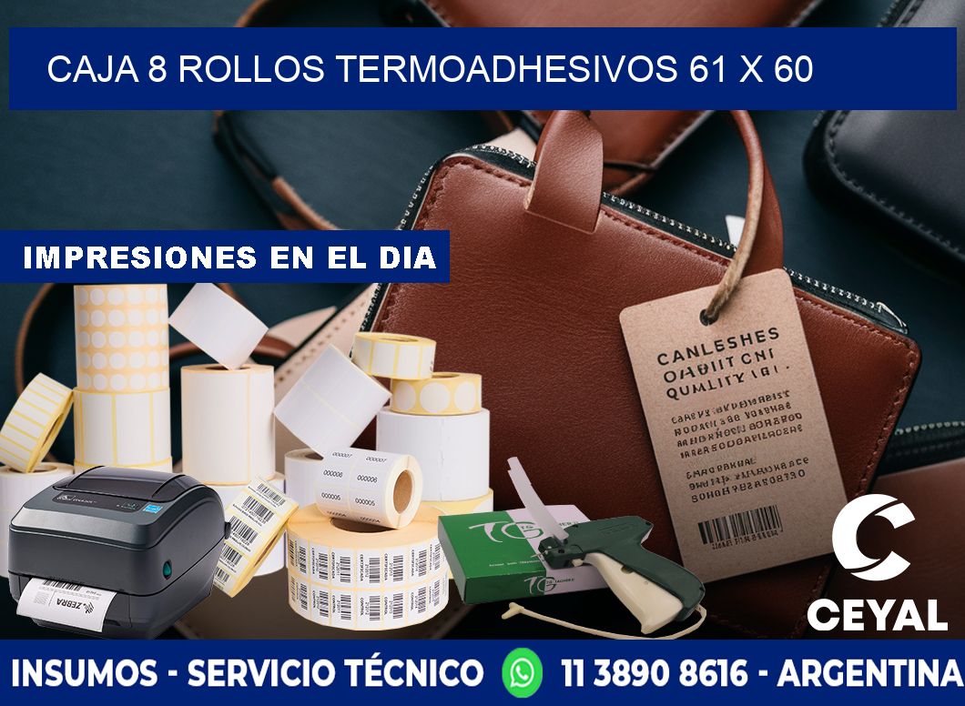 CAJA 8 ROLLOS TERMOADHESIVOS 61 x 60