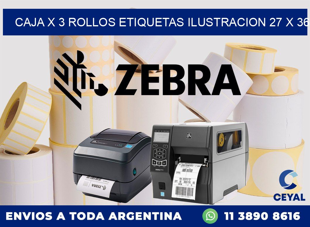 Caja X 3 Rollos Etiquetas Ilustracion 27 x 36
