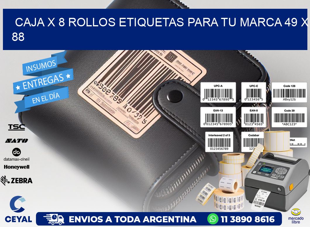 Caja X 8 Rollos Etiquetas para tu marca 49 x 88