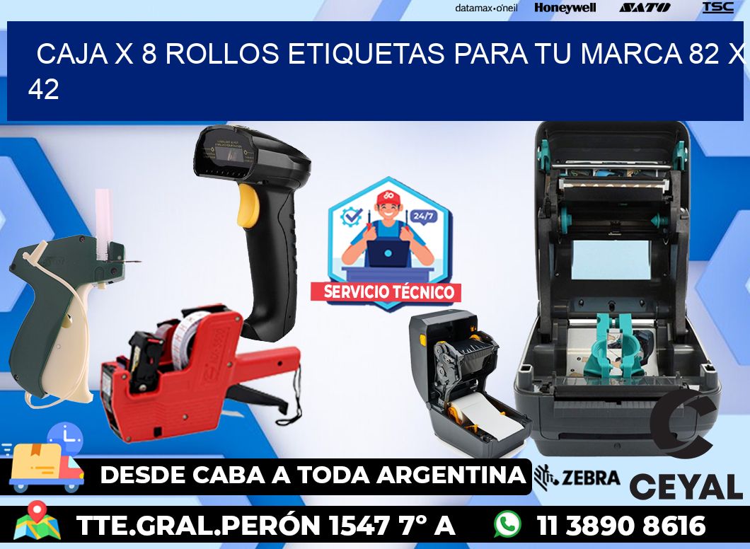 Caja X 8 Rollos Etiquetas para tu marca 82 x 42