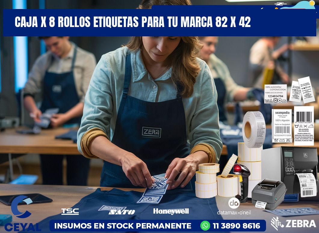 Caja X 8 Rollos Etiquetas para tu marca 82 x 42