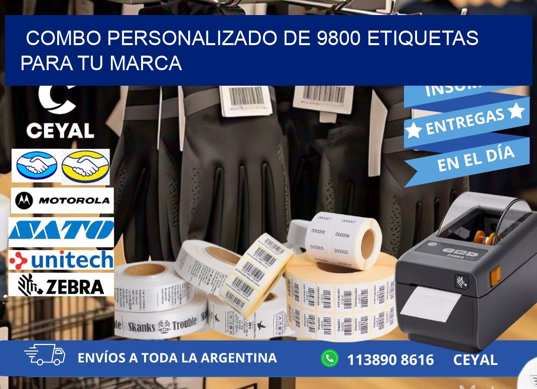 Combo personalizado de 9800 etiquetas para tu marca