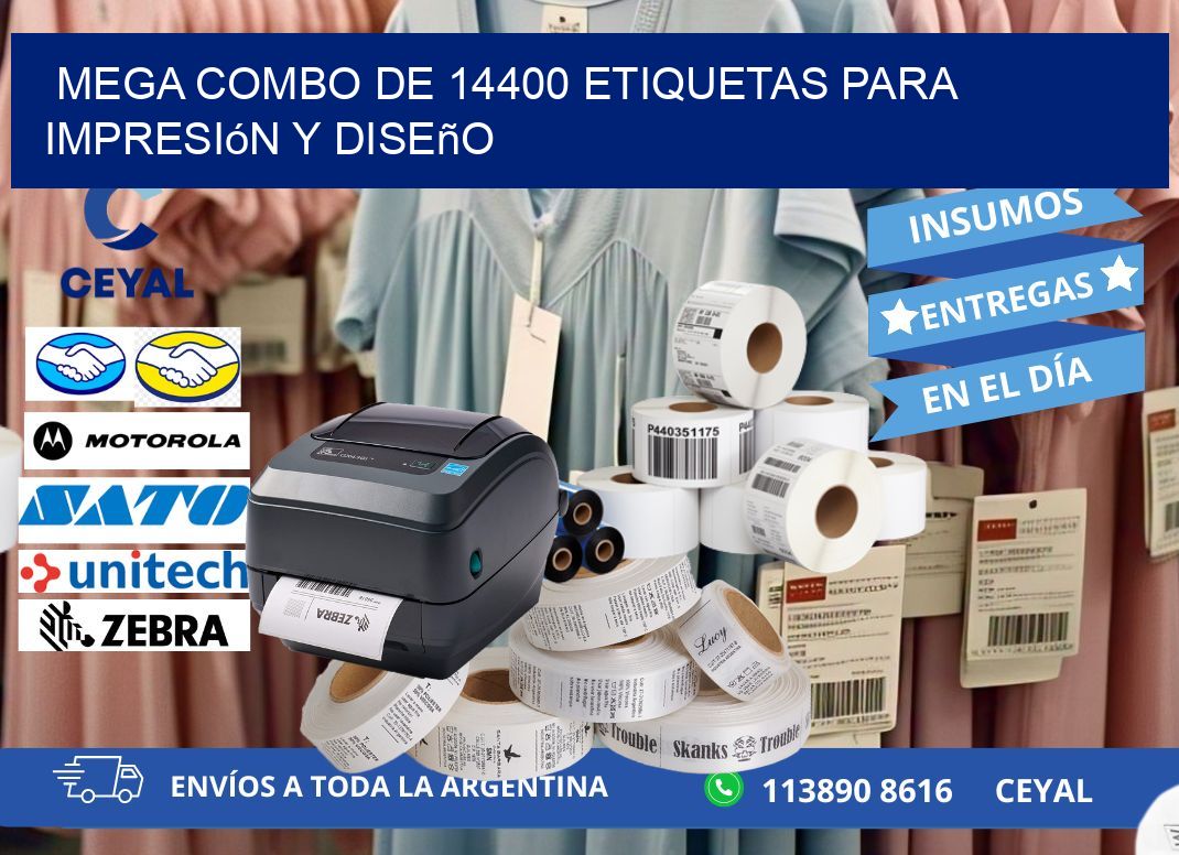 Mega combo de 14400 etiquetas para impresión y diseño