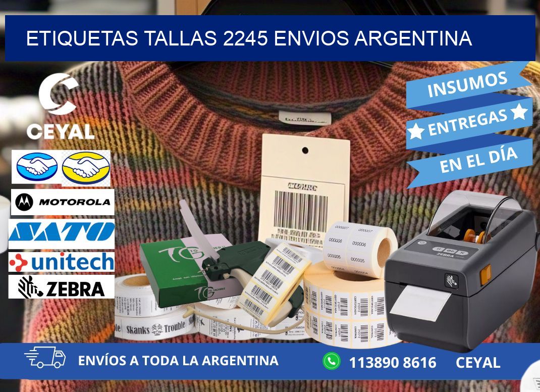 etiquetas tallas 2245 ENVIOS ARGENTINA