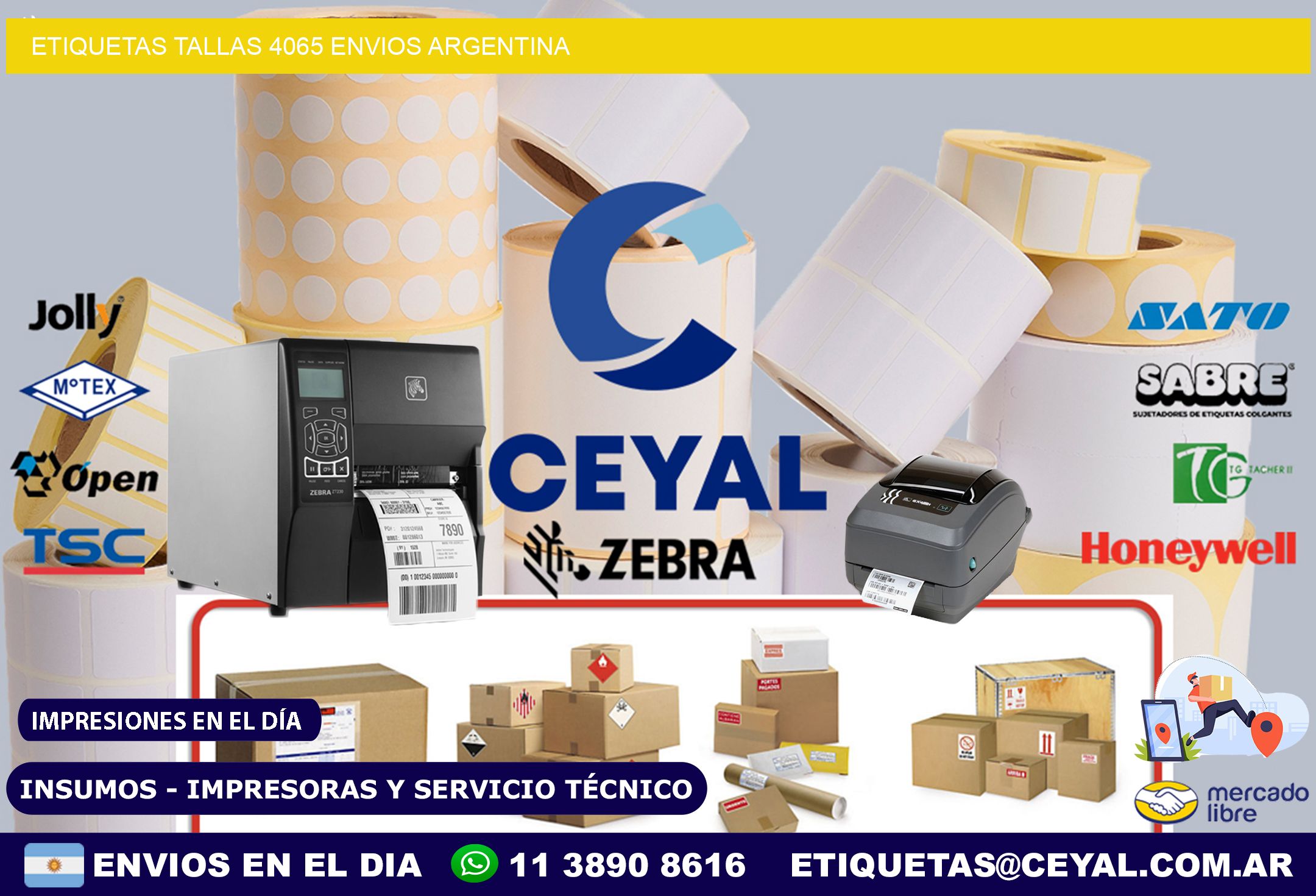etiquetas tallas 4065 ENVIOS ARGENTINA