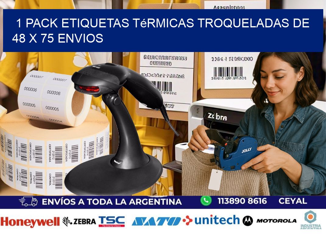 1 Pack etiquetas Térmicas Troqueladas De 48 x 75 ENVIOS