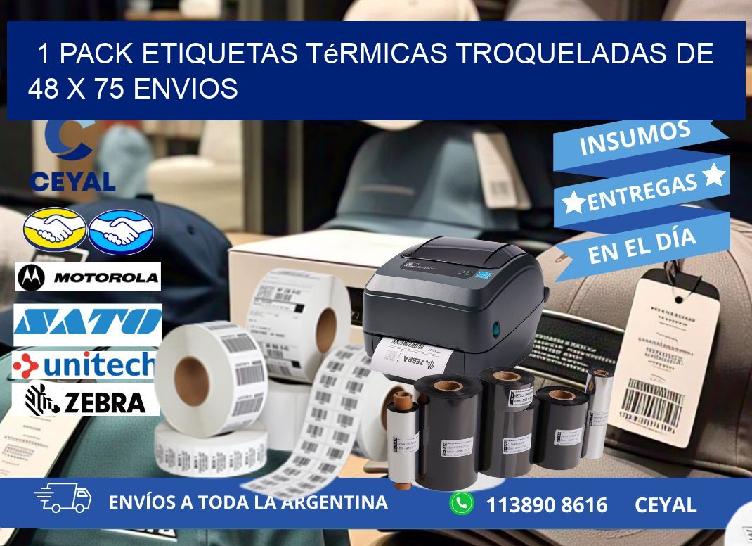 1 Pack etiquetas Térmicas Troqueladas De 48 x 75 ENVIOS