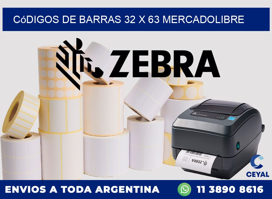 Códigos de Barras 32 x 63 MERCADOLIBRE