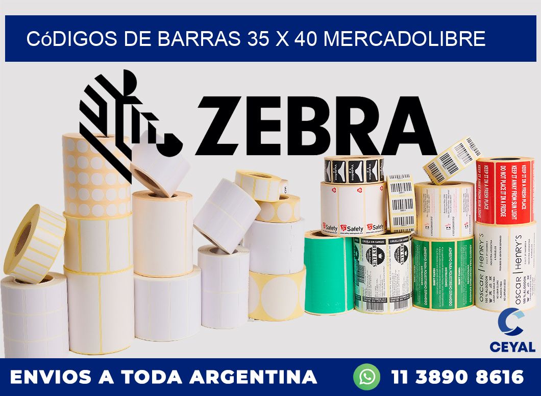 Códigos de Barras 35 x 40 MERCADOLIBRE