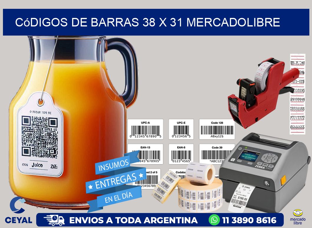 Códigos de Barras 38 x 31 MERCADOLIBRE