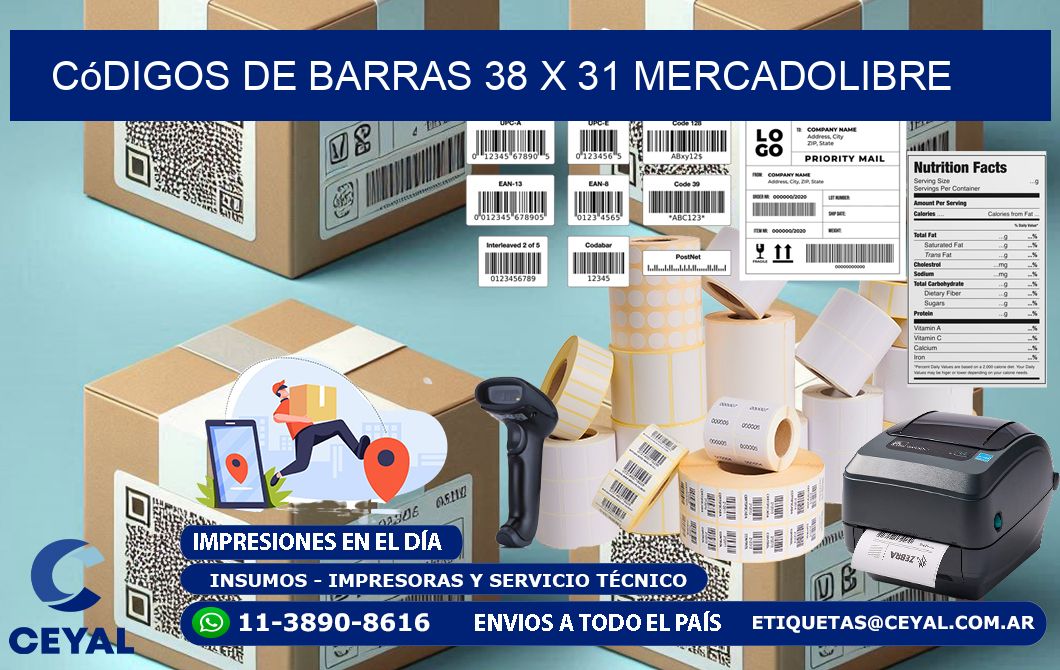 Códigos de Barras 38 x 31 MERCADOLIBRE