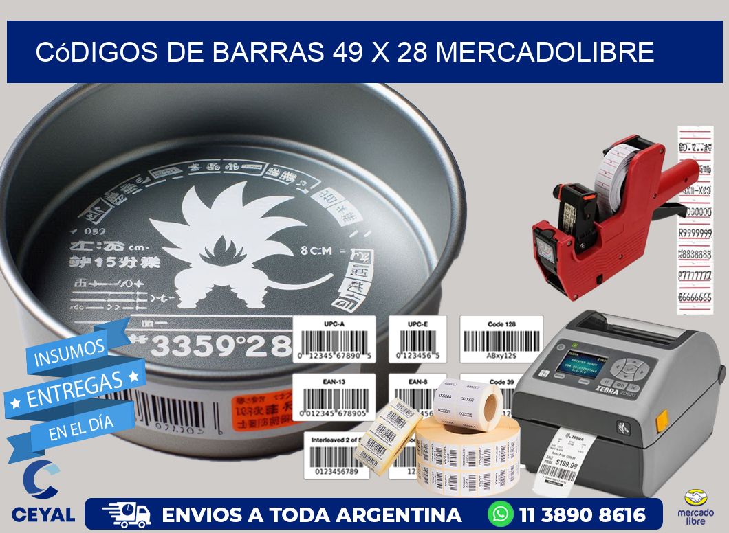 Códigos de Barras 49 x 28 MERCADOLIBRE