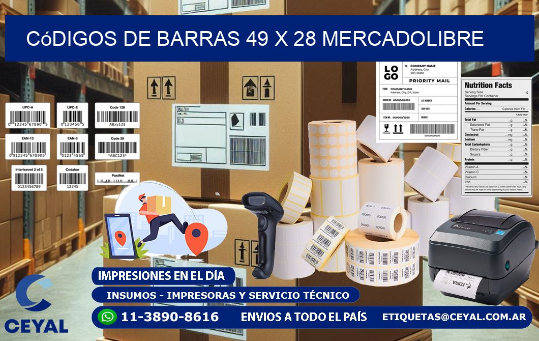 Códigos de Barras 49 x 28 MERCADOLIBRE