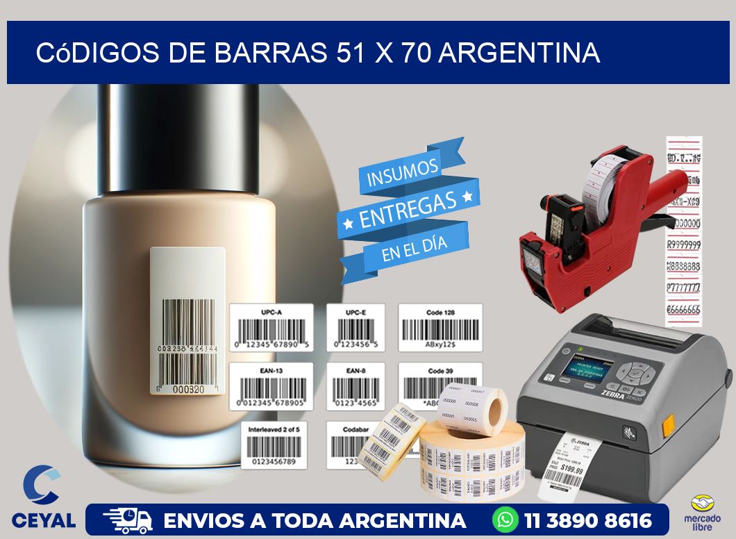 Códigos de Barras 51 x 70 argentina