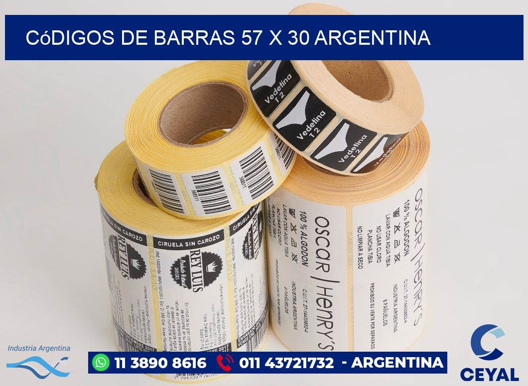Códigos de Barras 57 x 30 argentina