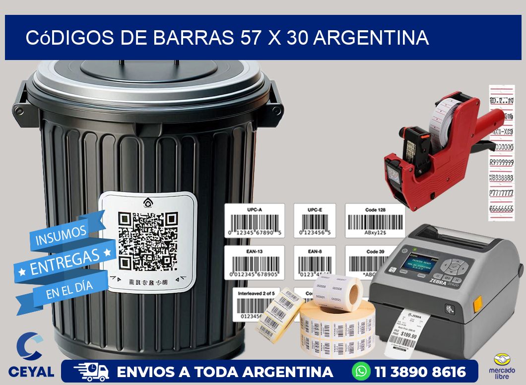 Códigos de Barras 57 x 30 argentina