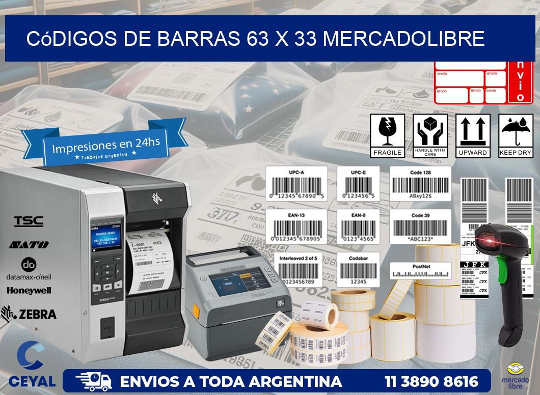 Códigos de Barras 63 x 33 MERCADOLIBRE