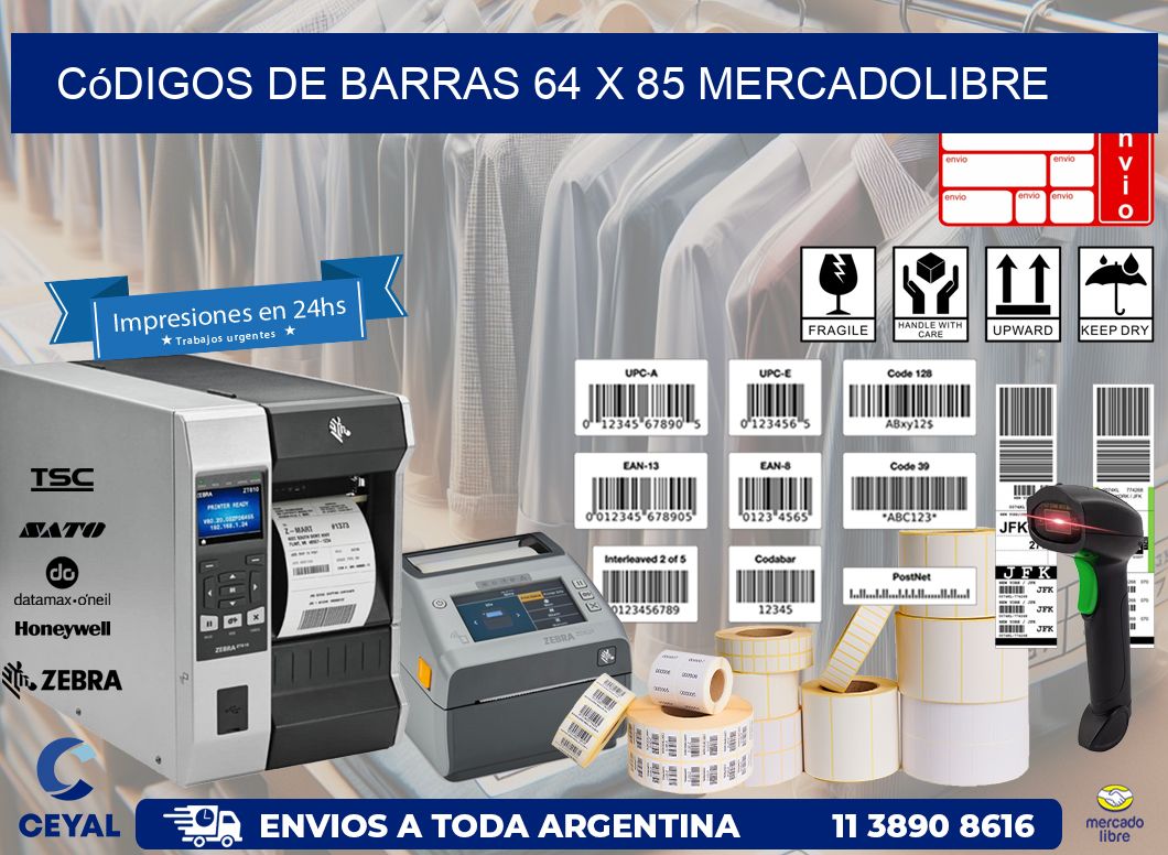 Códigos de Barras 64 x 85 MERCADOLIBRE