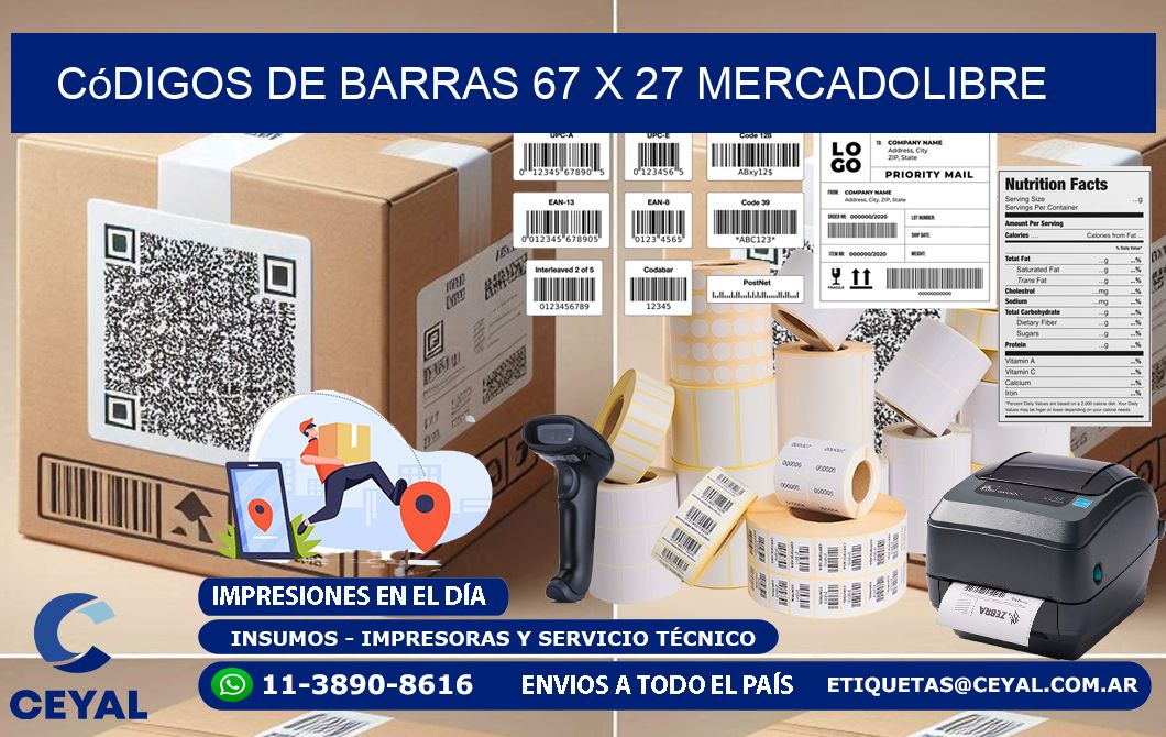 Códigos de Barras 67 x 27 MERCADOLIBRE