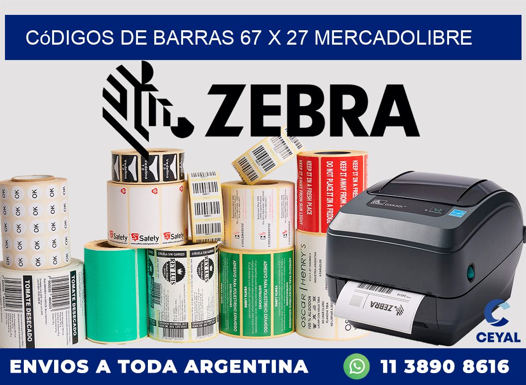 Códigos de Barras 67 x 27 MERCADOLIBRE