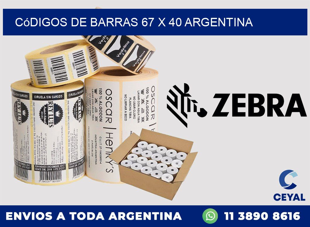Códigos de Barras 67 x 40 argentina