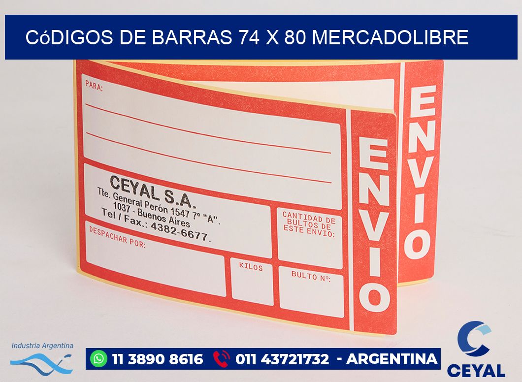 Códigos de Barras 74 x 80 MERCADOLIBRE