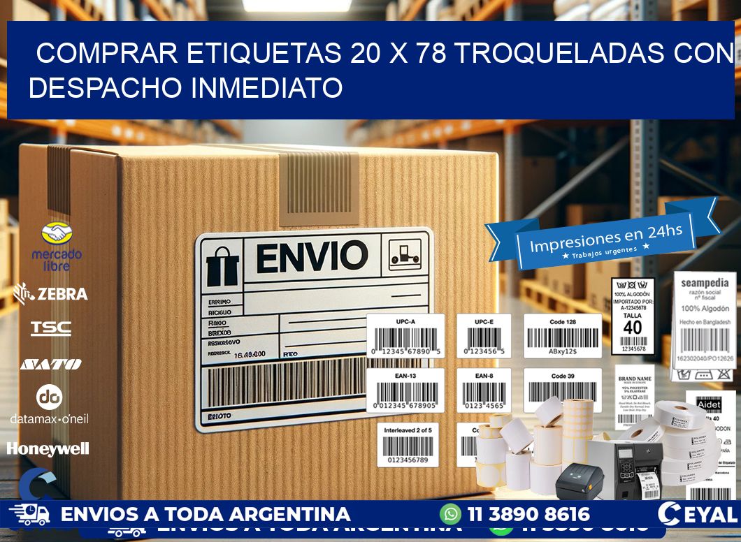 Comprar etiquetas 20 x 78 troqueladas con despacho inmediato