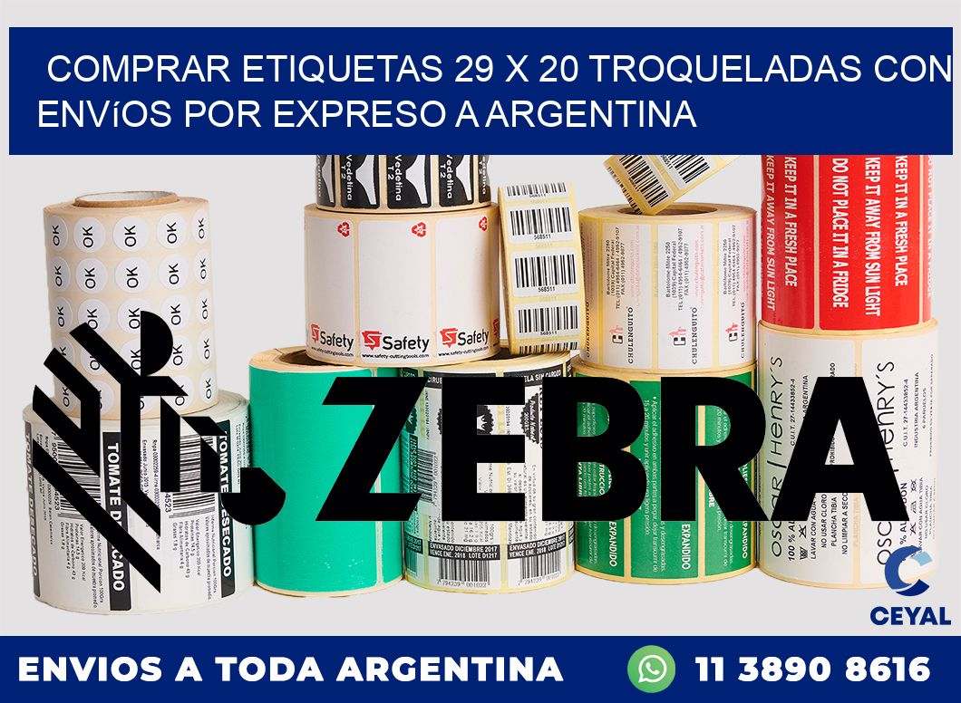 Comprar etiquetas 29 x 20 troqueladas con envíos por expreso a Argentina