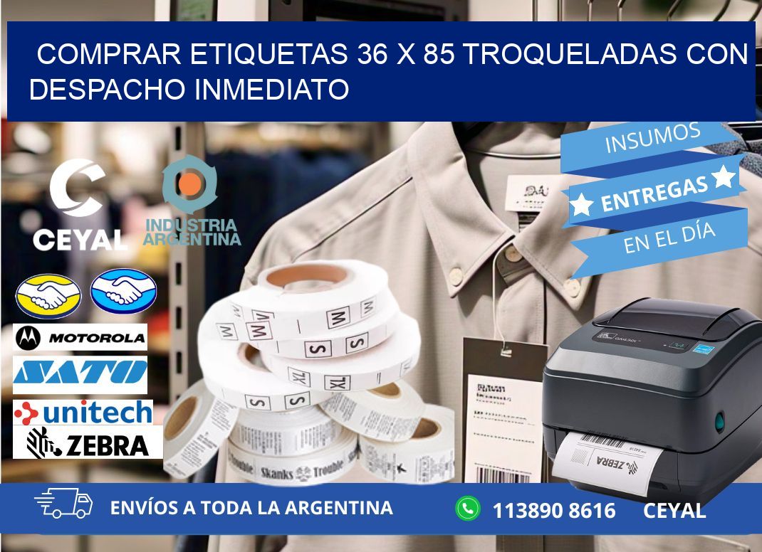 Comprar etiquetas 36 x 85 troqueladas con despacho inmediato