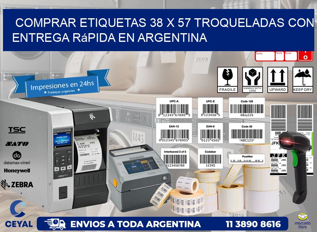 Comprar etiquetas 38 x 57 troqueladas con entrega rápida en Argentina