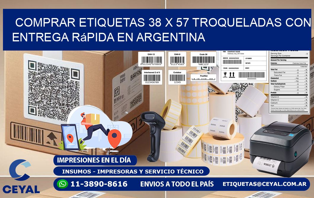 Comprar etiquetas 38 x 57 troqueladas con entrega rápida en Argentina