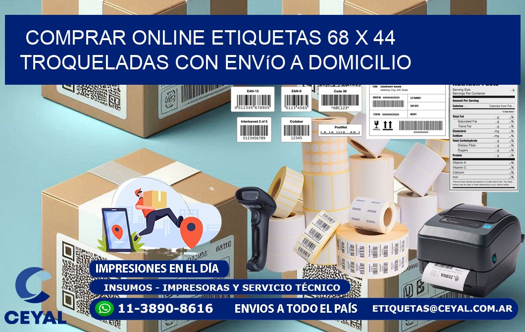 Comprar online etiquetas 68 x 44 troqueladas con envío a domicilio