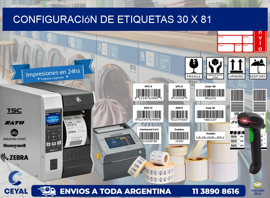 Configuración de etiquetas 30 x 81