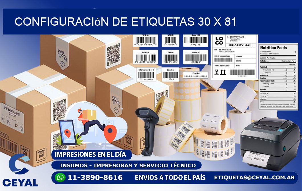 Configuración de etiquetas 30 x 81