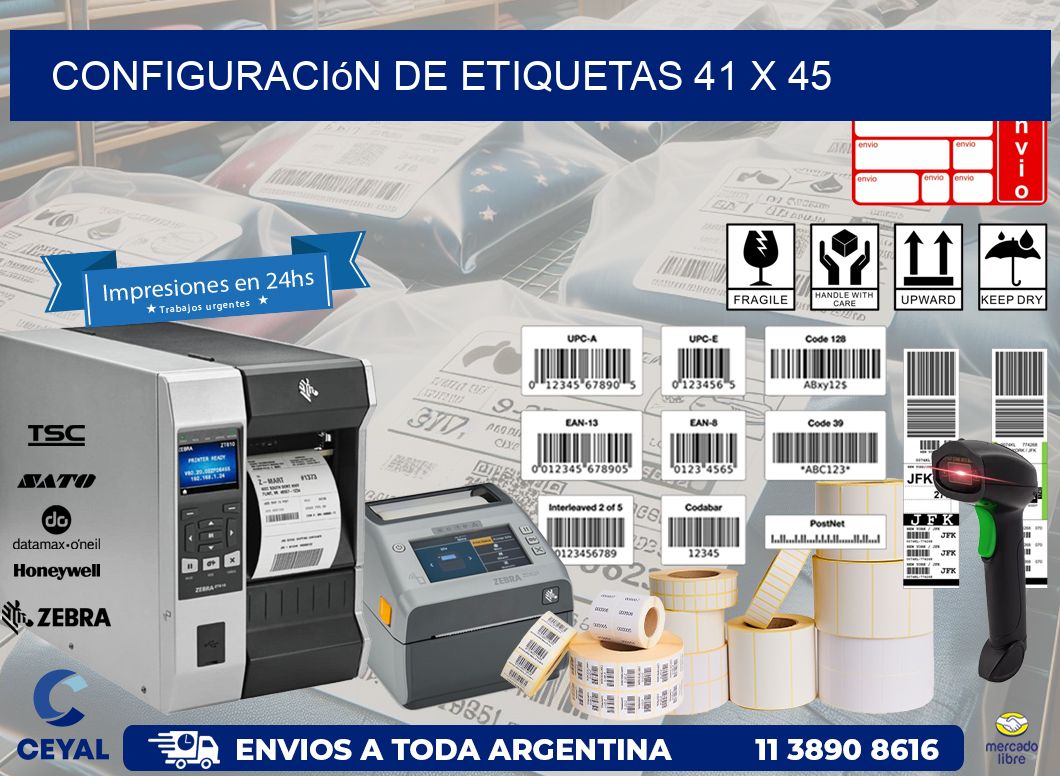Configuración de etiquetas 41 x 45