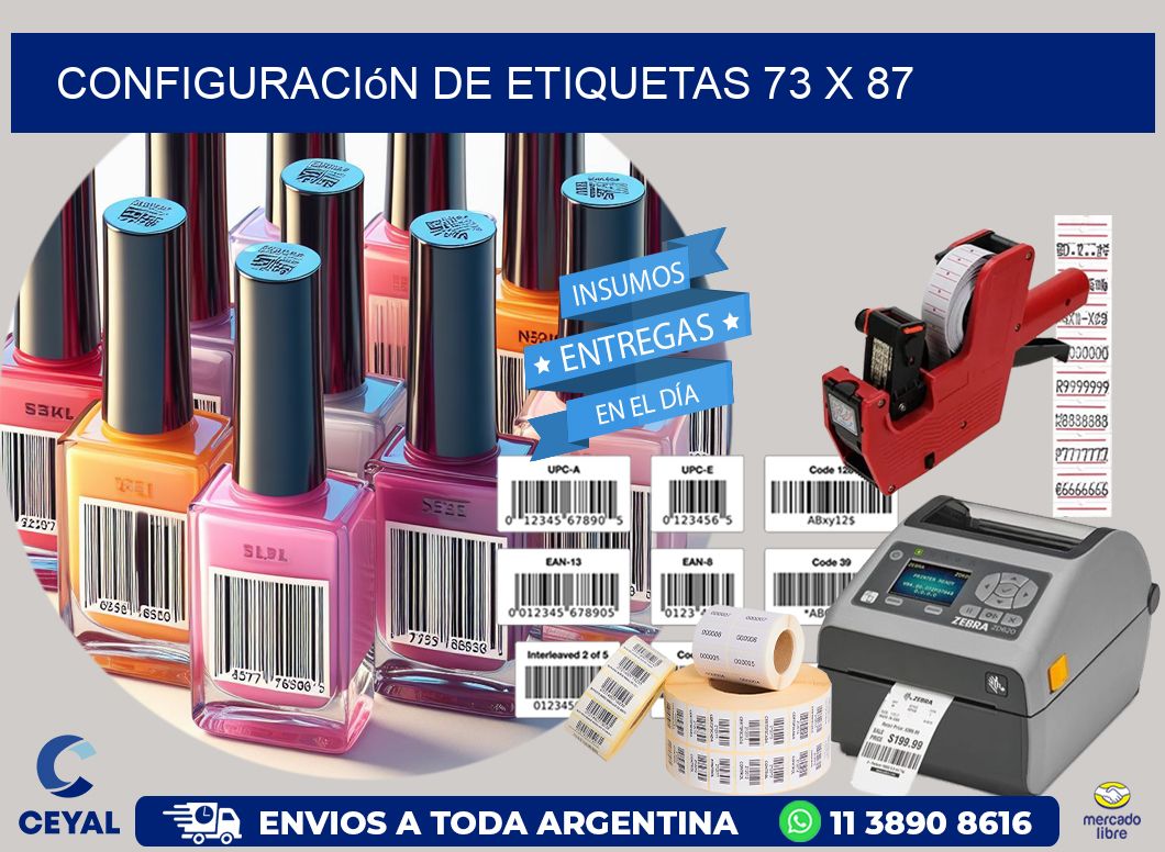 Configuración de etiquetas 73 x 87