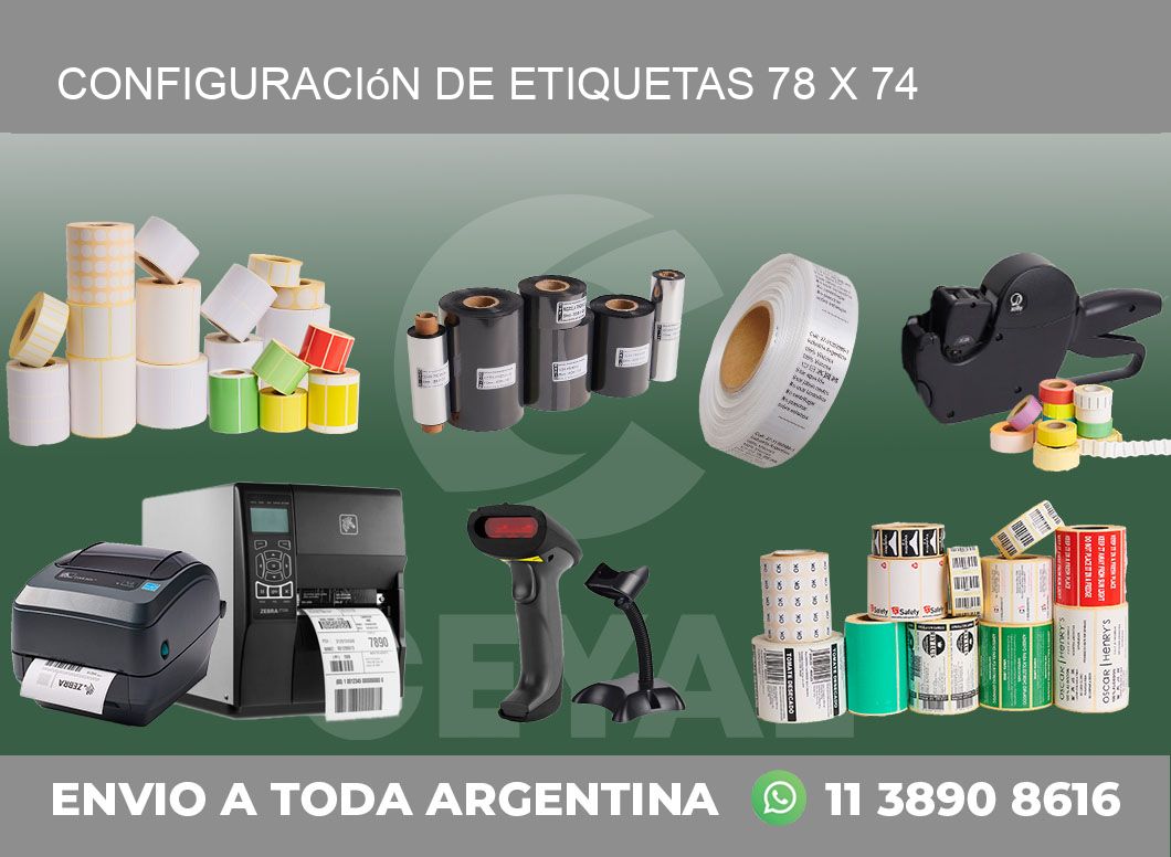 Configuración de etiquetas 78 x 74