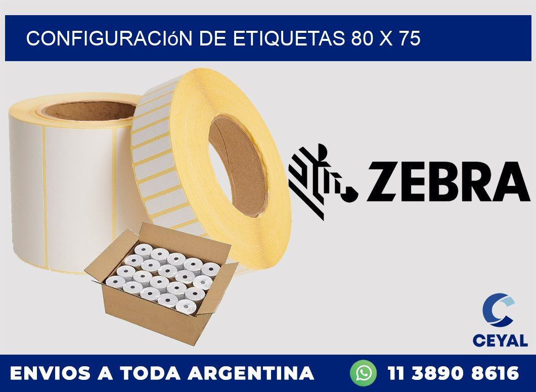 Configuración de etiquetas 80 x 75