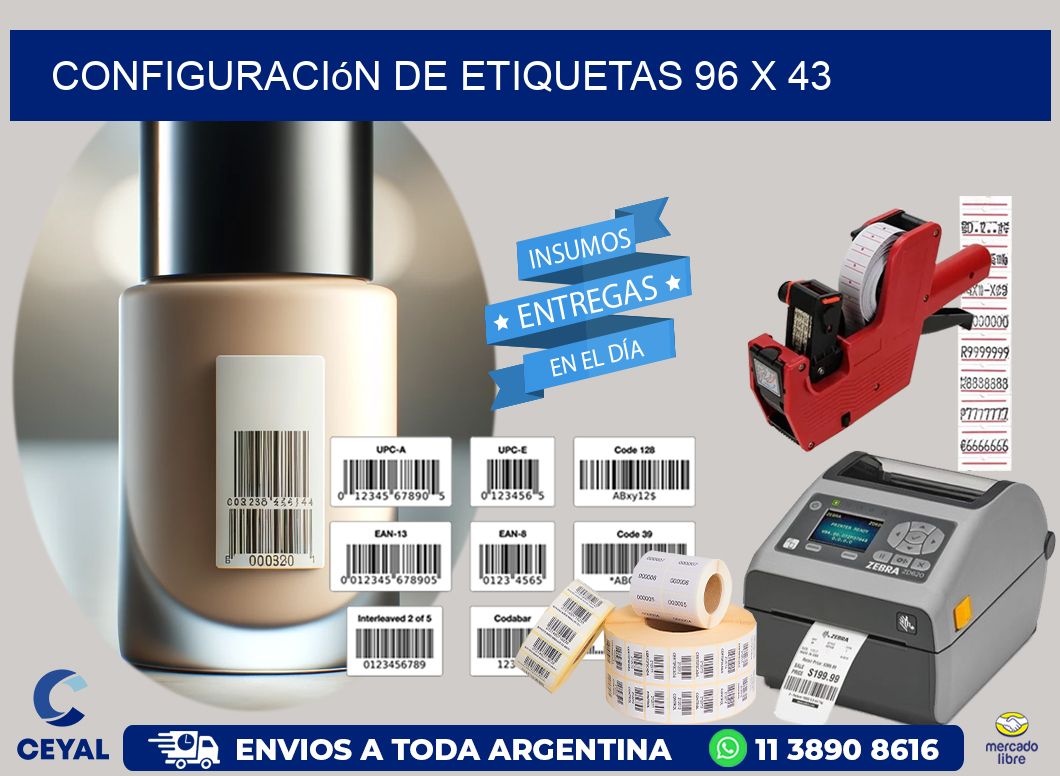 Configuración de etiquetas 96 x 43