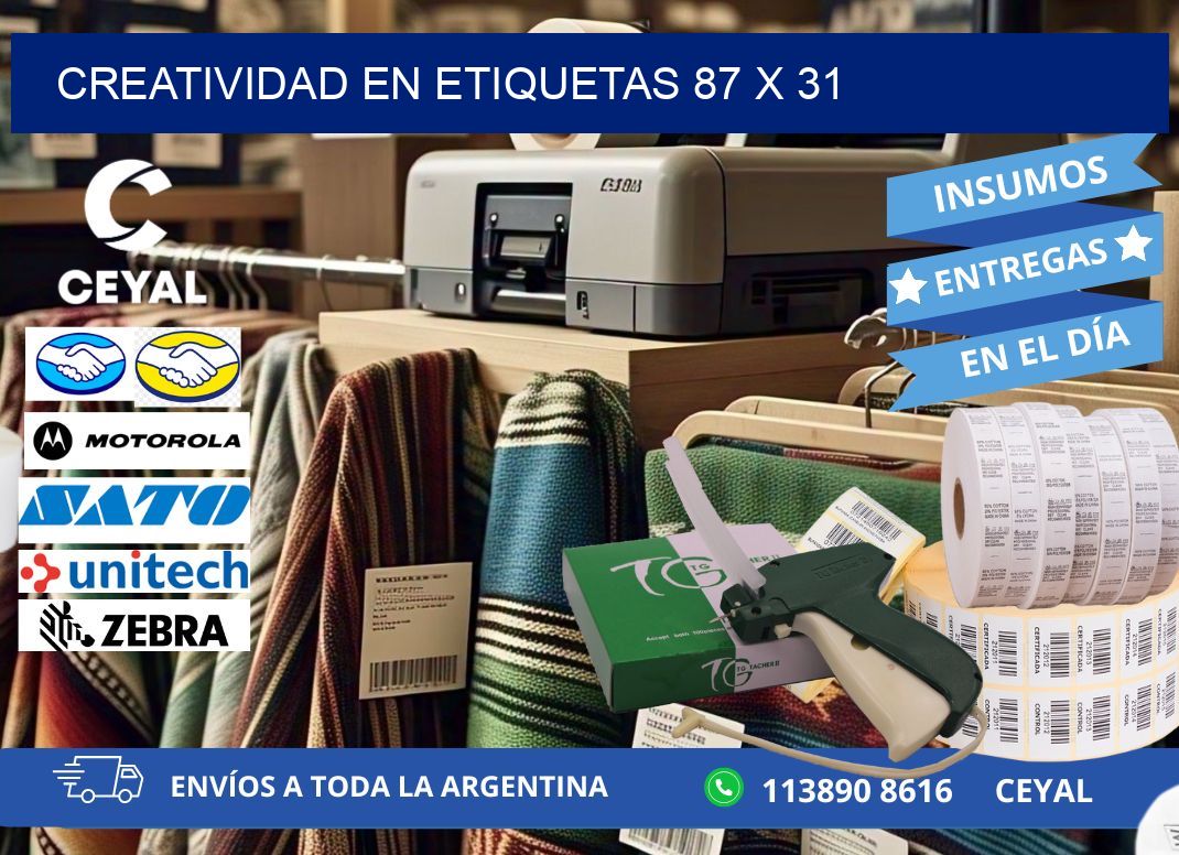Creatividad en etiquetas 87 x 31