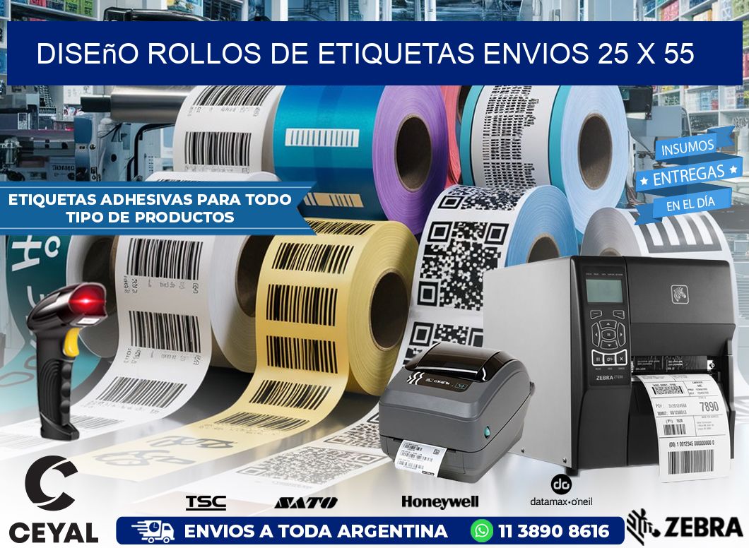 Diseño ROLLOS DE ETIQUETAS ENVIOS 25 x 55
