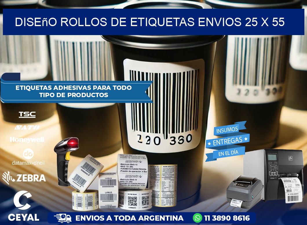 Diseño ROLLOS DE ETIQUETAS ENVIOS 25 x 55