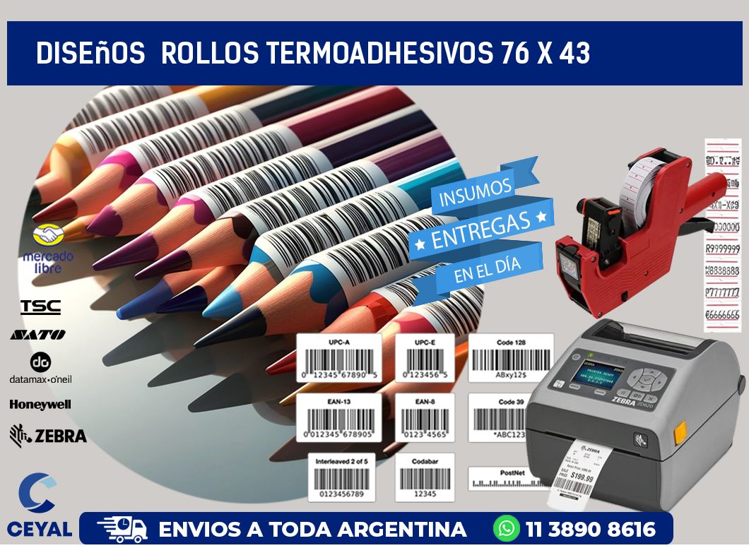 Diseños ROLLOS TERMOADHESIVOS 76 x 43
