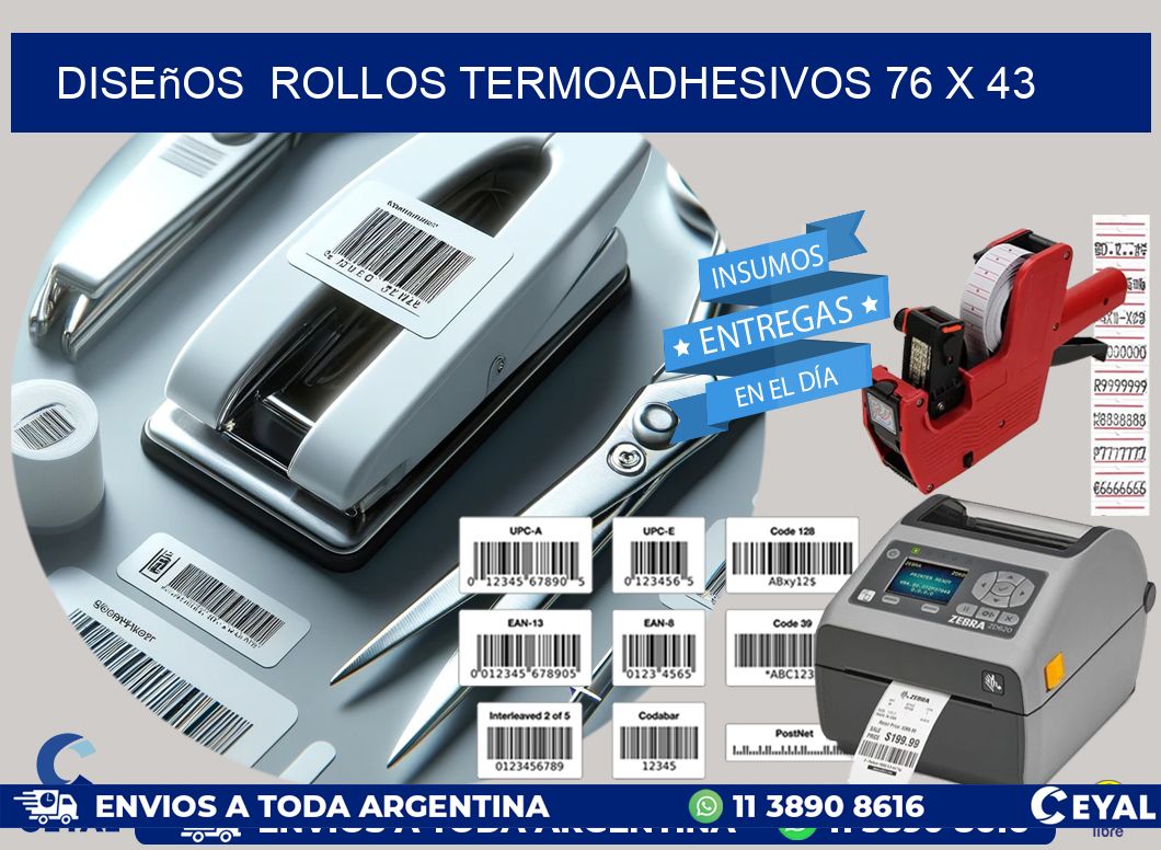 Diseños ROLLOS TERMOADHESIVOS 76 x 43