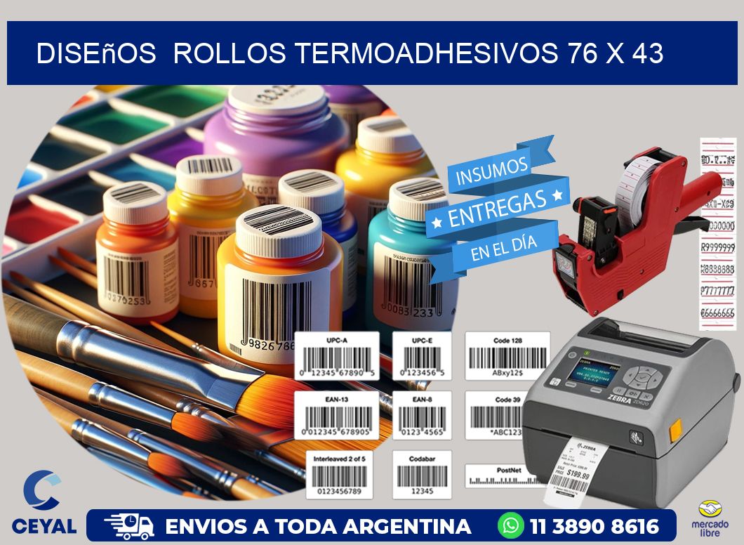 Diseños ROLLOS TERMOADHESIVOS 76 x 43
