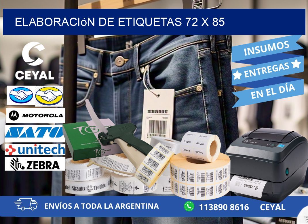 Elaboración de etiquetas 72 x 85